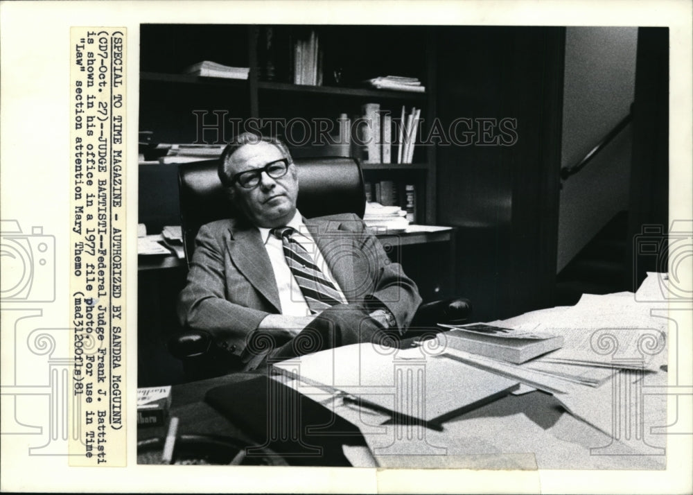 1981 Press Photo Federal Judge Frank Battisti in his office - cvw02029- Historic Images