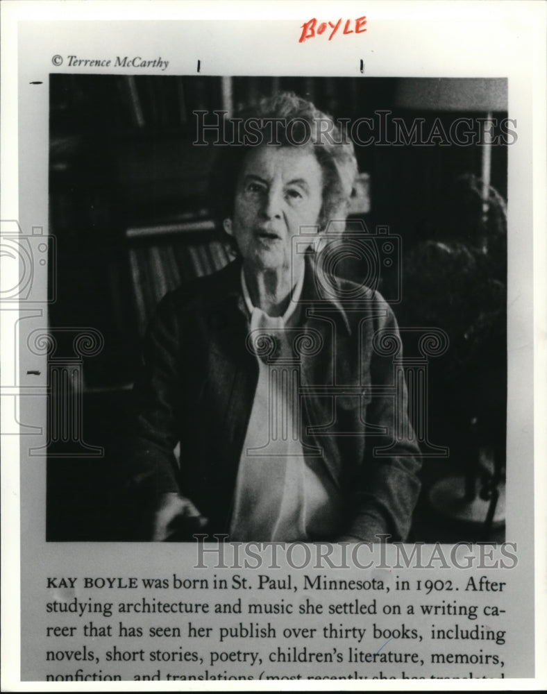 1985 Press Photo Kay Boyle, published over thirty books- Historic Images