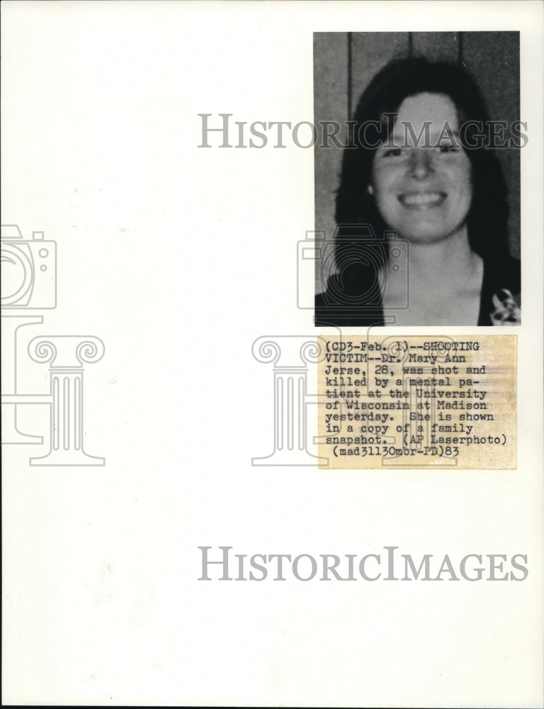 1983 Press Photo Dr.Mary Ann Jerse Shot and Killed by a Mental Patient at UW.- Historic Images