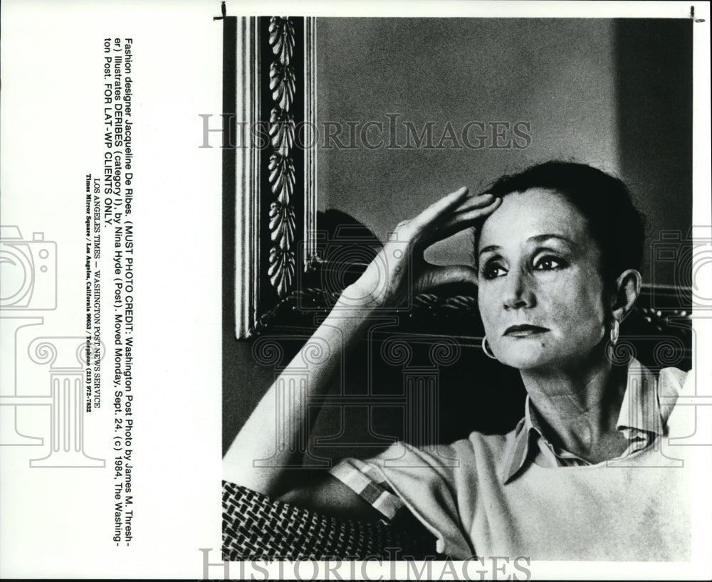 1984 Press Photo Fashion Designer Jacqueline De Ribes. - cvw03575- Historic Images