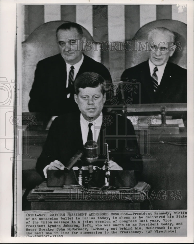 1989 Press Photo Pres. Kennedy on his State of Union message to a joint session- Historic Images