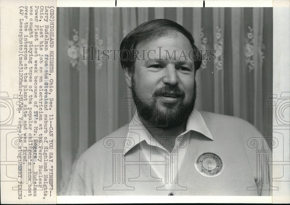 1984 Press Photo Larry Nidelman lost job at Perry Nuclear Power Plant- Historic Images