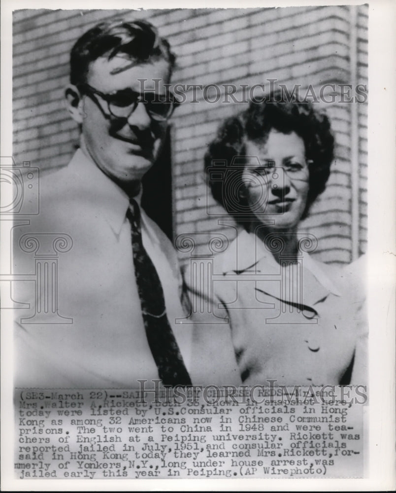 Press Photo Mr. &amp; Mrs. Rickett, one of 32 Americans prison of Chinese communist- Historic Images