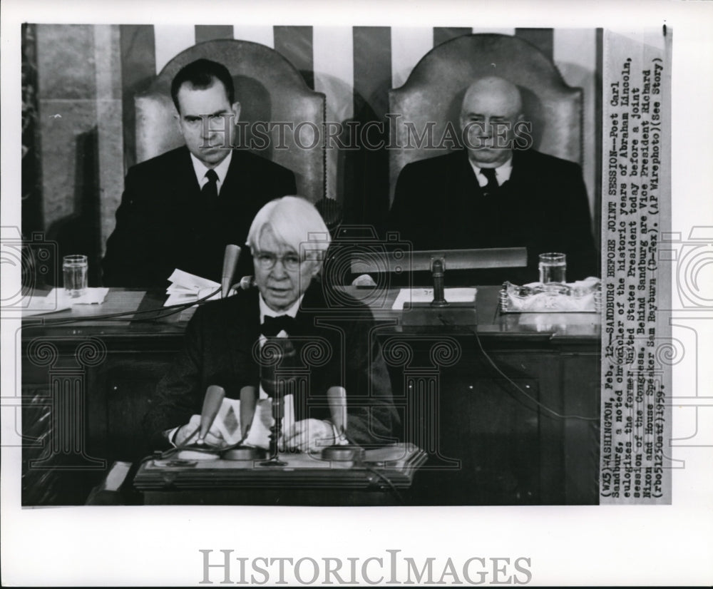 1959 Press Photo Poet Carl Sandburg before the joint session of the Congress- Historic Images