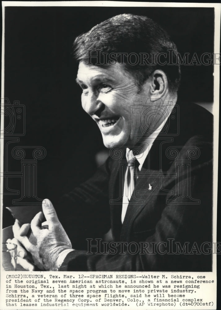 1969 Press Photo One of the original American Astronauts, Walter Schirra- Historic Images