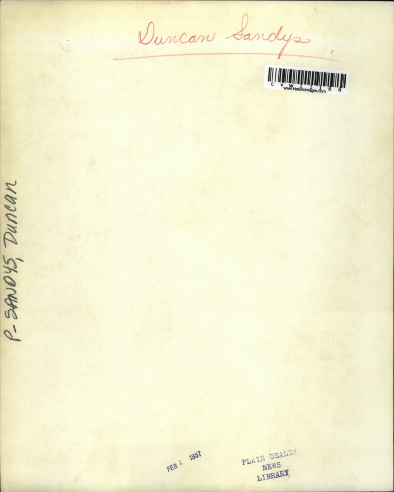 1957 Wire Photo Sandys shake hands with Sec. Wilson at National Airport