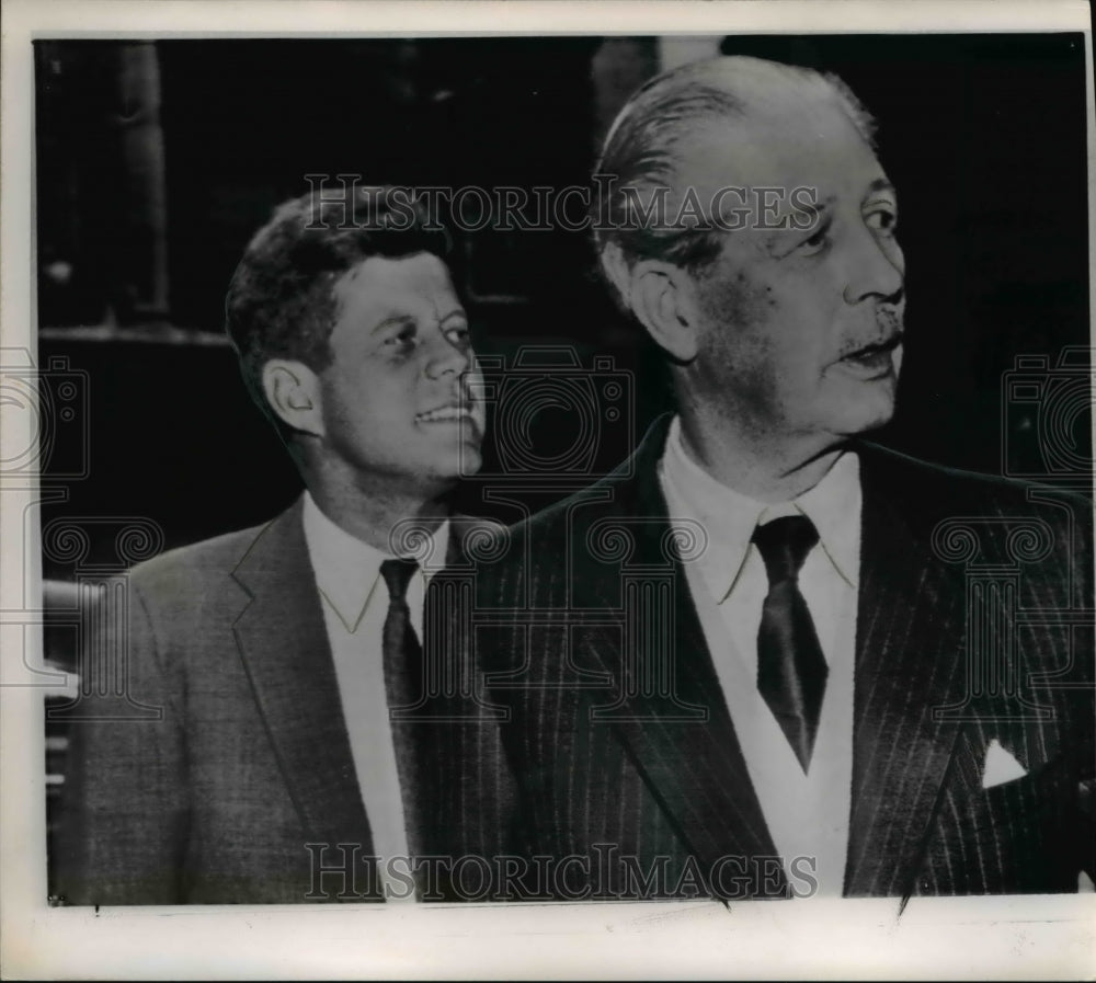 1961 Press Photo Pres Kennedy &amp; PM Macmillan after their talks ended - cvw12183- Historic Images