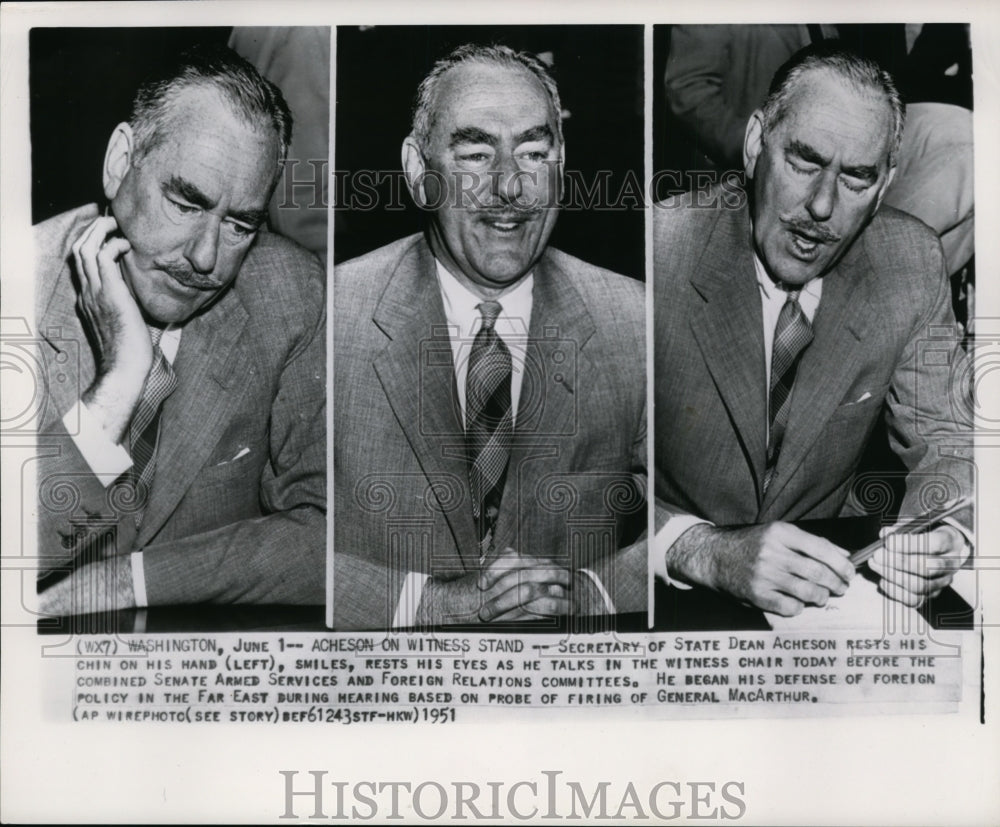 1951 Press Photo Secretary of State Dean Acheson talks Foreign Policies- Historic Images