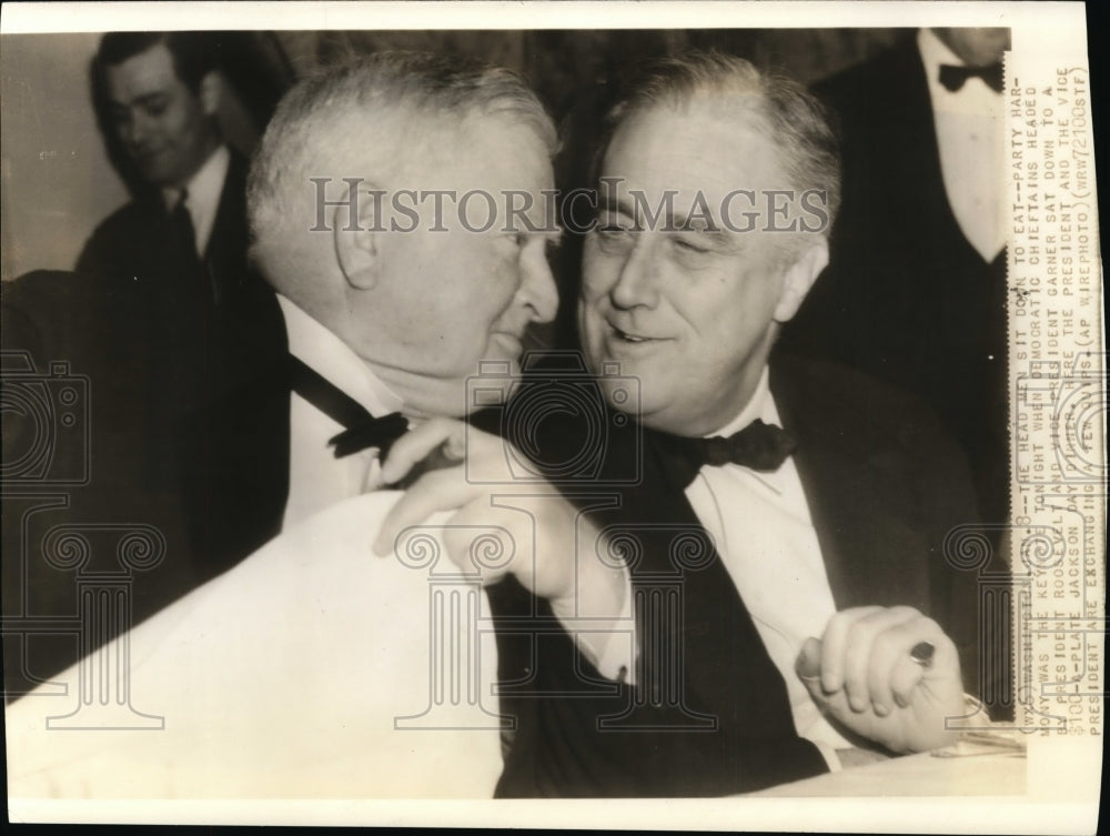 1939 Press Photo President Roosevelt and Vice-Pres Garner at Jackson Day dinner- Historic Images