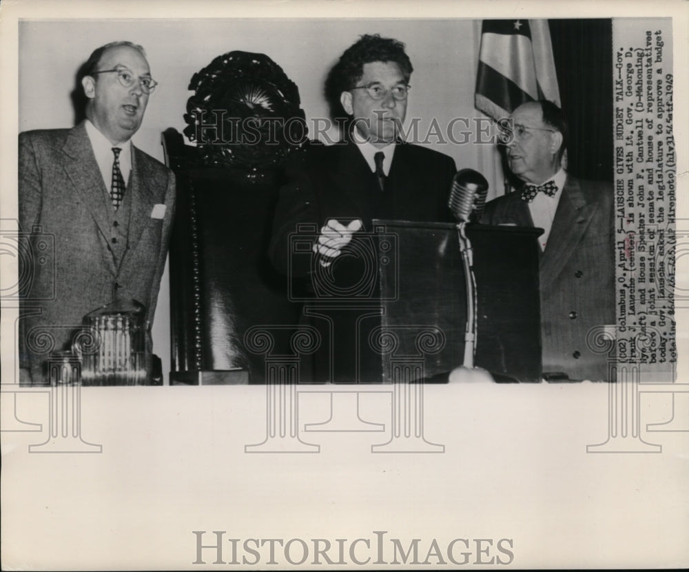 1949 Press Photo Governor Frank Lausche, Lt. Gov. George Nye &amp; John F. Cantwell- Historic Images