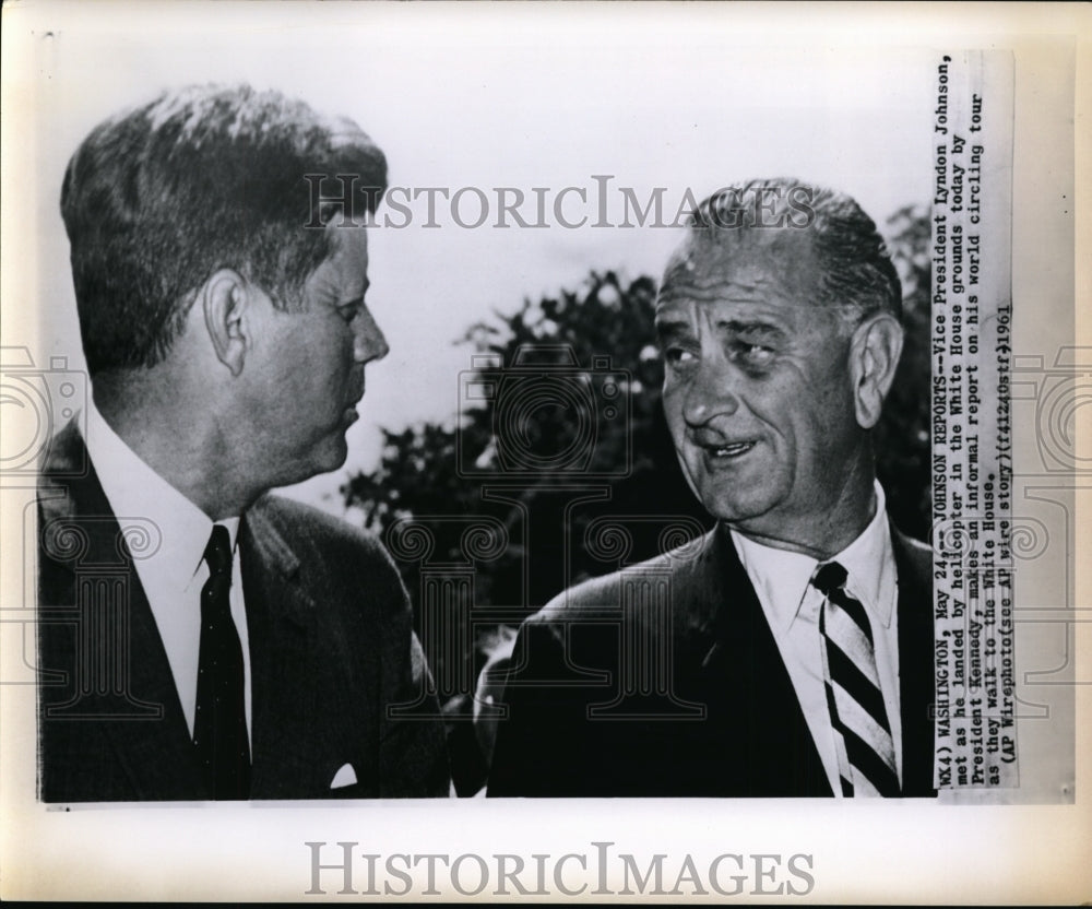 1961 Press Photo President Kennedy with Vice President Lyndon Johnson- Historic Images