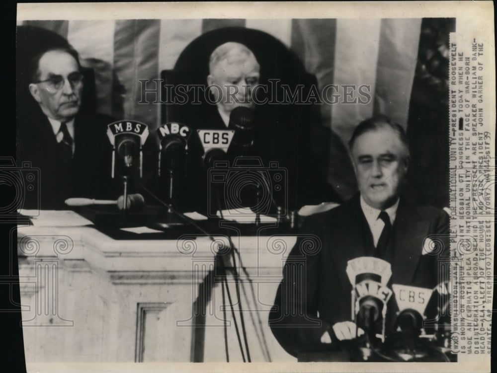 1940 Press Photo Pres Roosevelt and colleagues in a joint session of congress- Historic Images
