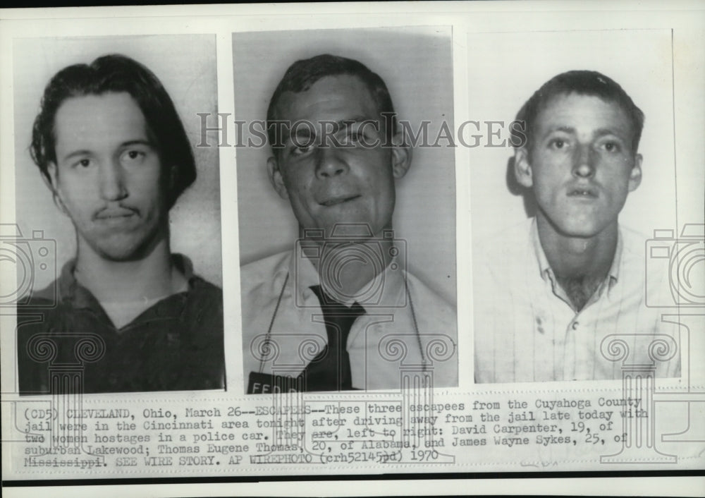 1970 Press Photo Escape convicts of Cuyahoga County Jail took hostages with them- Historic Images
