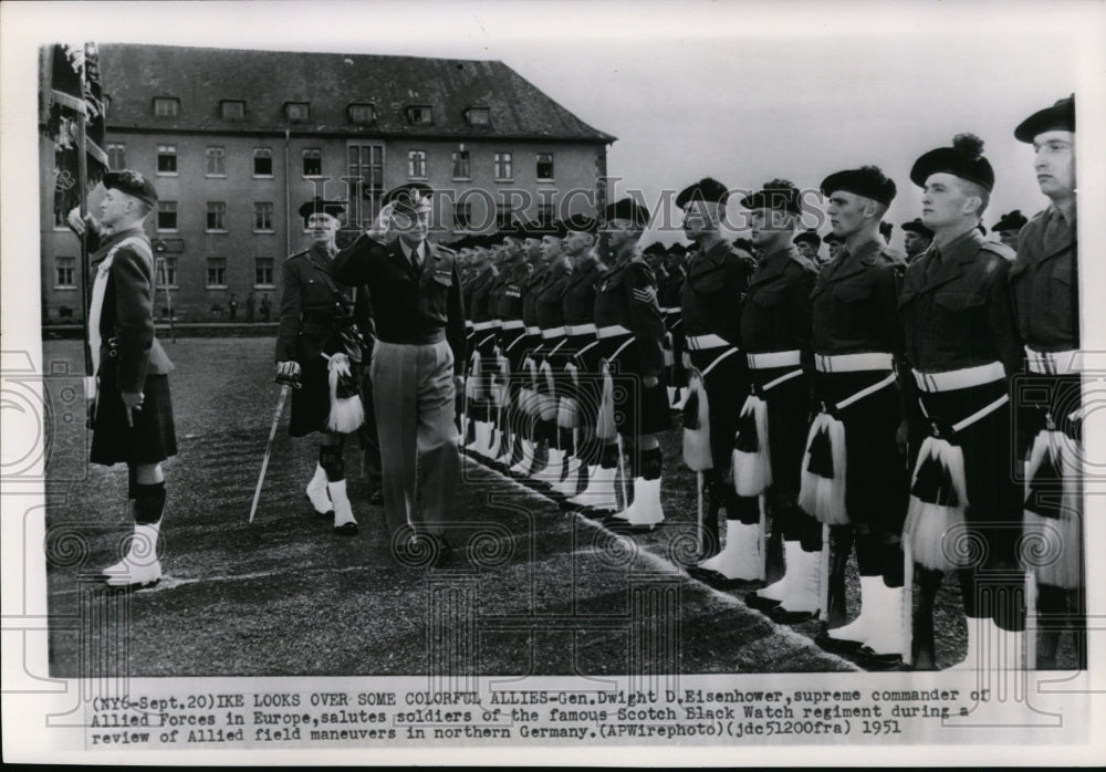 1951 Press Photo Dwight Eisenhower Saluting Allied Forces In Europe - cvw15697- Historic Images