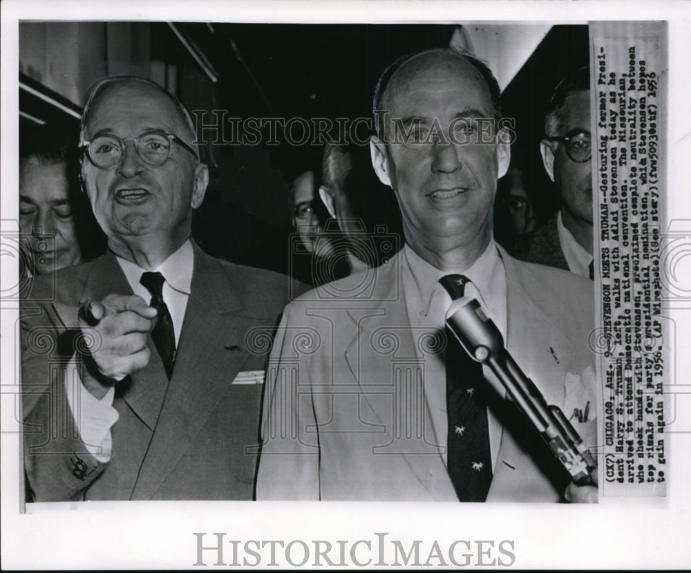 1956 Press Photo Harry Truman and Adlai Stevenson - cvw15864- Historic Images