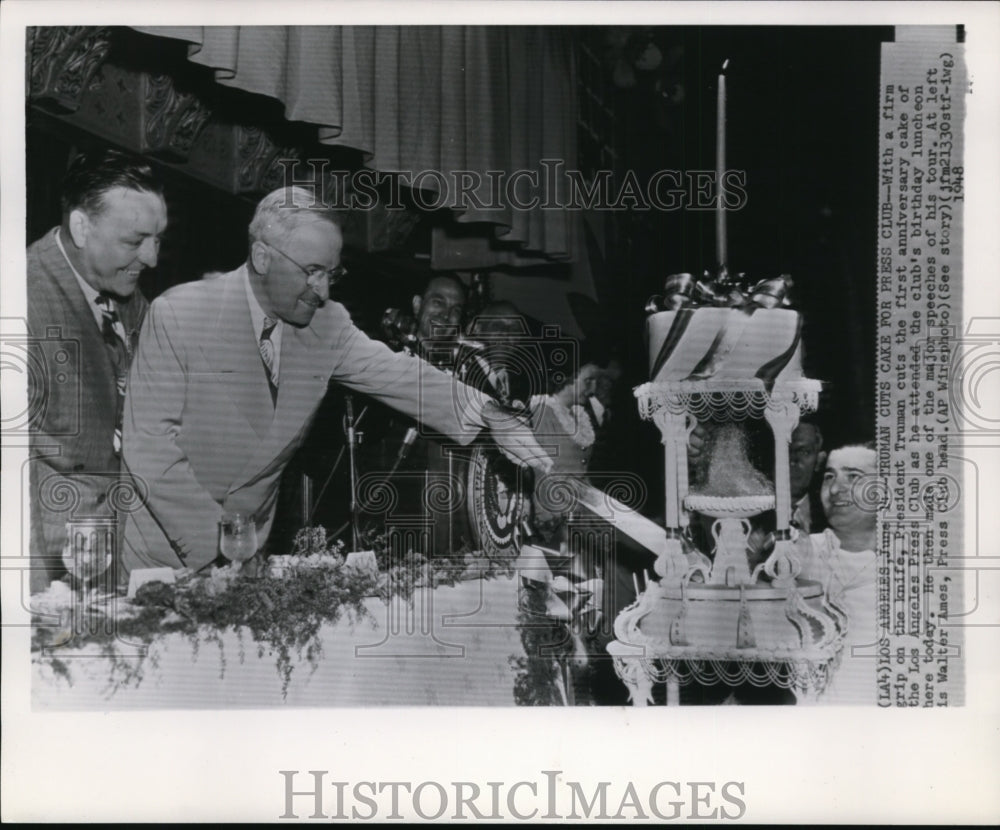 1948 Press Photo President Truman, Walter Ames-Los Angeles Press Club anniversay- Historic Images