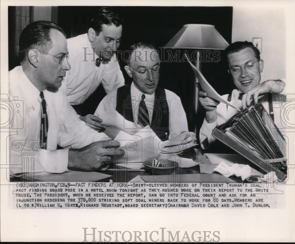 1950 Press Photo Pres. Truman&#39;s Coal Fact Finding Board at work-Washington- Historic Images