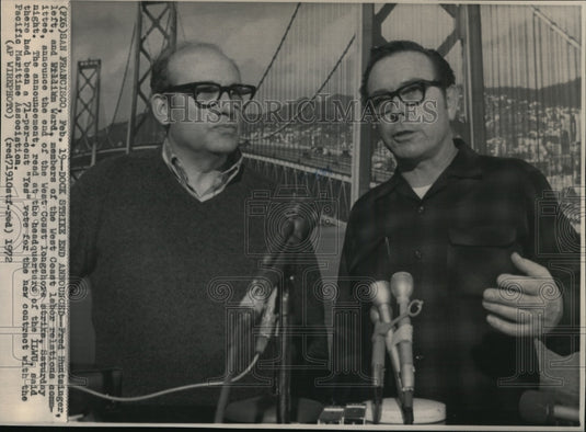 1972 Press Photo William Ward and Fred Huntsinger-West Coast Labor Relations- Historic Images