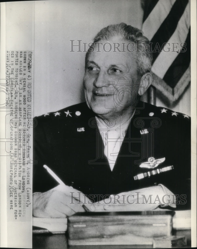 1943 Press Photo Lt. General Frank Andrews was killed in an Plane Accident- Historic Images