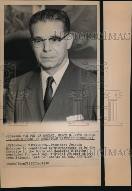 1970 Press Photo President Joaquin Balaguer of Dominican Republic - cvw16955- Historic Images