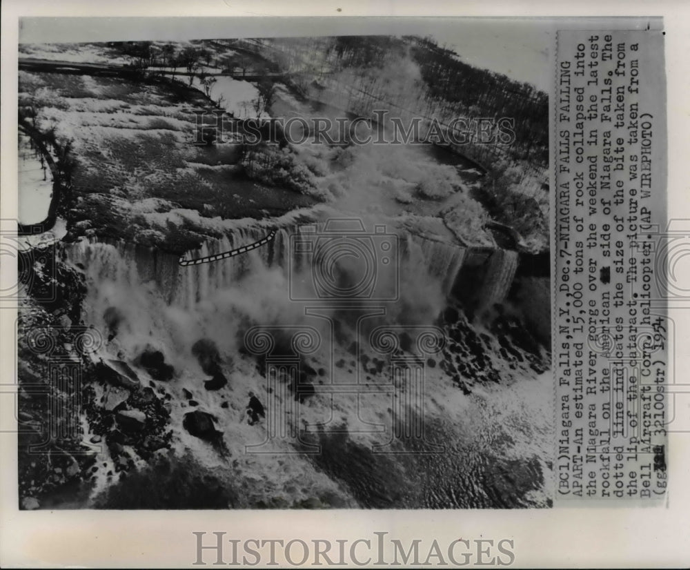 1954 Press Photo View of Niagara Falls In New York - cvw17299- Historic Images