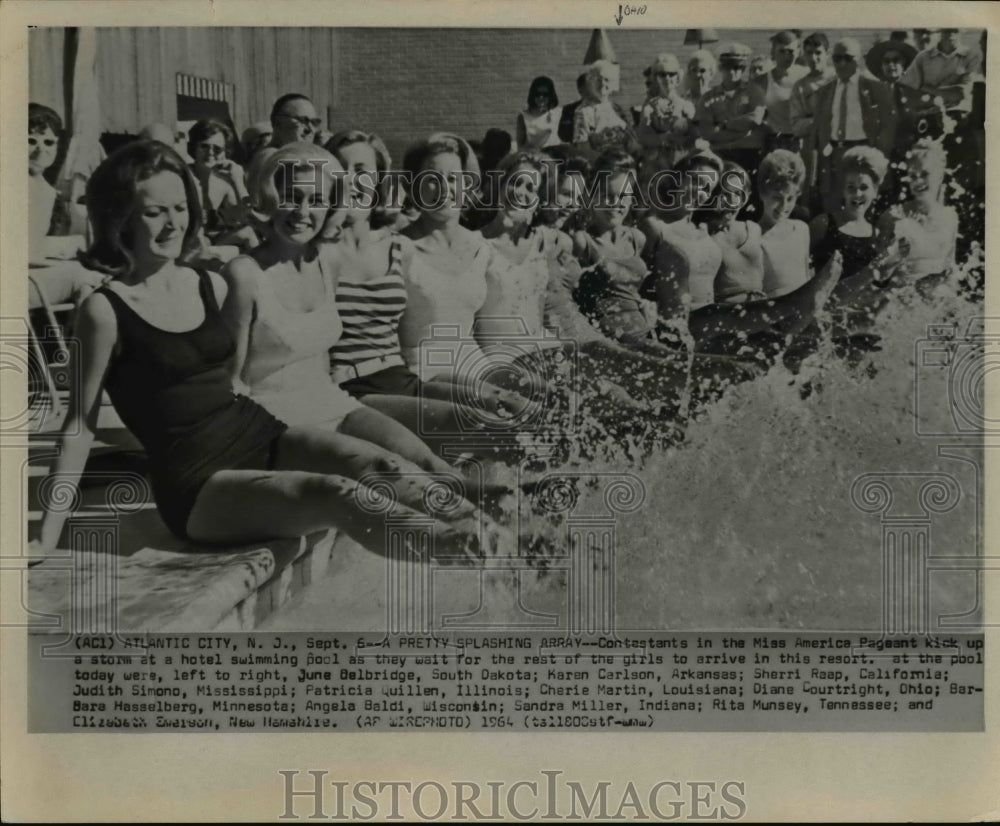 1964 Press Photo Miss American Pageant contestants pool side in Atlantic City- Historic Images