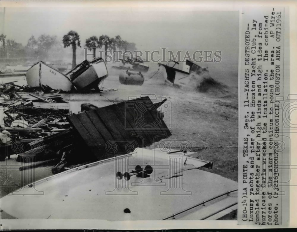 1961 Press Photo Yacts destroyed of the Houston yacht Club - cvw18128- Historic Images