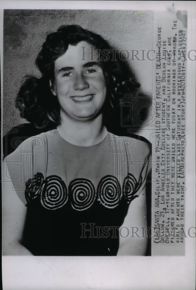 1947 Press Photo Beulah Louise Overell, Jailed After Parents Death - cvw18263- Historic Images