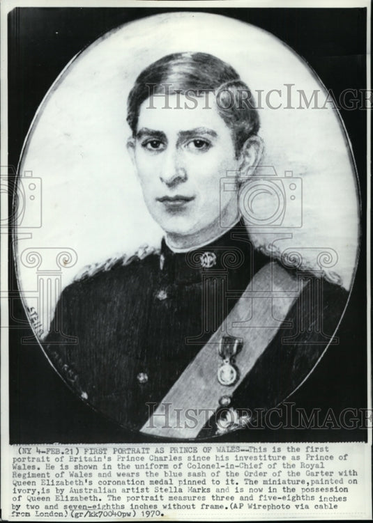 1970 Press Photo First Portrait of Britain's Prince Charles by Stella Marks- Historic Images