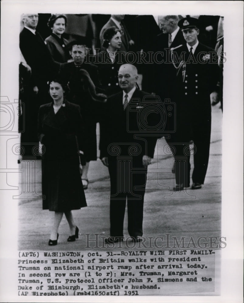 1951 Press Photo Britain Princess Elizabeth &amp; Pres. Truman in Washington- Historic Images