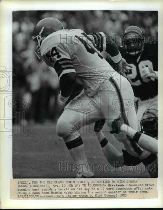 1985 Press Photo Cleveland Browns Football Action Scene on Second Quarter- Historic Images