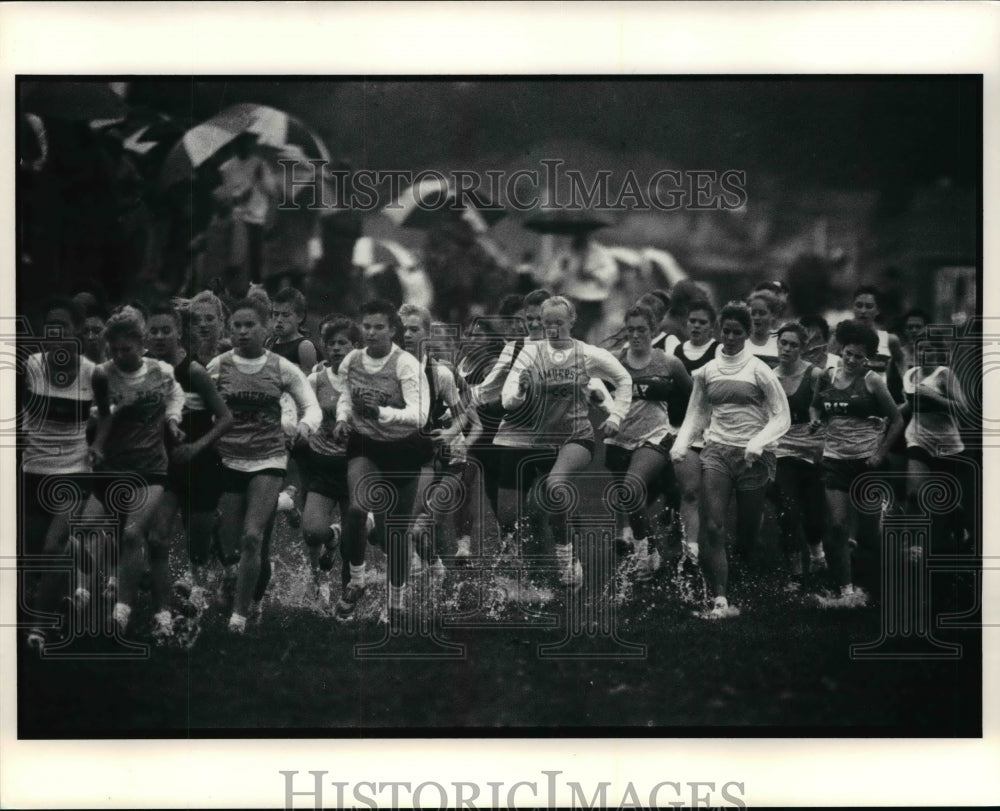 1990 Press Photo Amherst High School Girls Cross Country Team compete in tourney- Historic Images