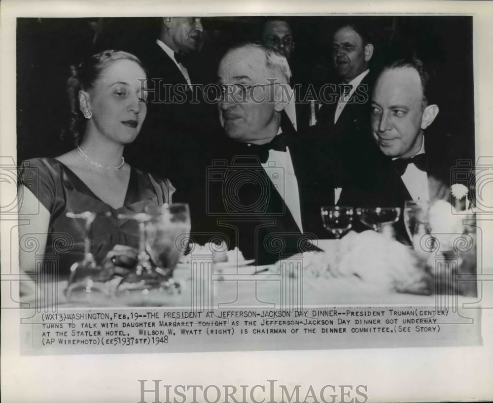 1948 Press Photo President Harry Truman Seen at Jefferson-Jackson Day Dinner- Historic Images