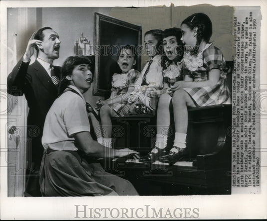1950 Press Photo The Zarief quadruplets celebrate 6th birthday with song- Historic Images