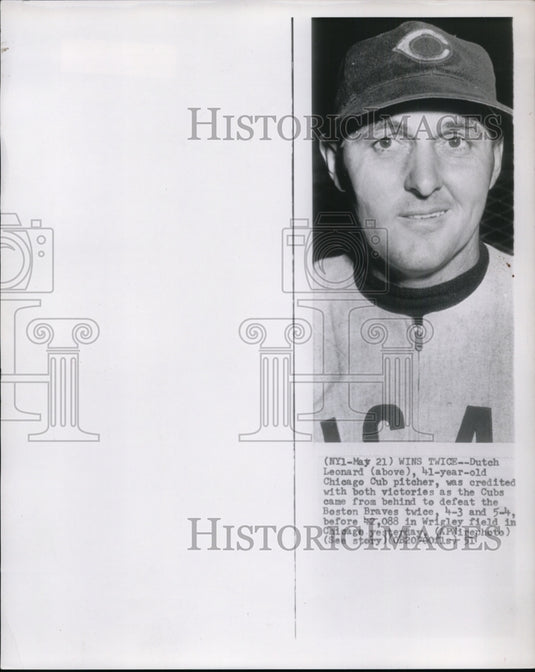 1951 Press Photo Cub pitcher Dutch Leonard credited for winning against Braves- Historic Images