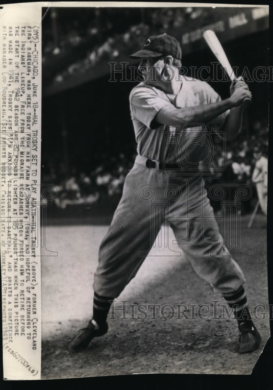 1943 Press Photo Hal Trosky is hopeful of returning to Indians' lineup- Historic Images