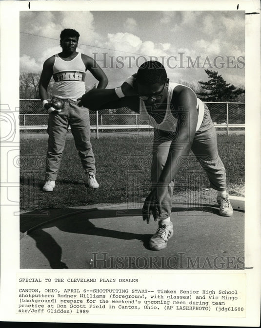 1989 Press Photo Rodney Williams and Vic Mingo, Timken High School shotputters- Historic Images