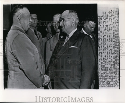 1948 Press Photo Pres Harry S Truman meet son of his good friend Wilson Kerr- Historic Images