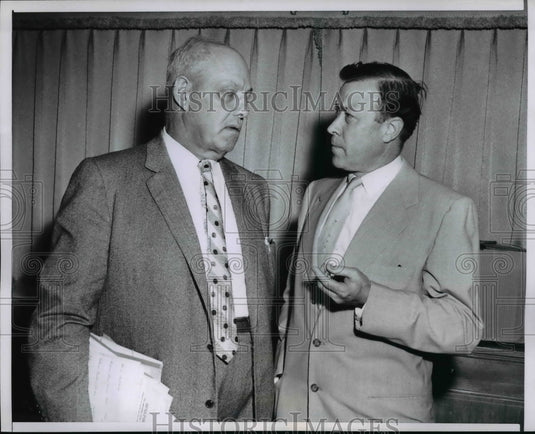 1957 Press Photo AFL-CIO Pres George Meany with UAW President Walter Reuther- Historic Images