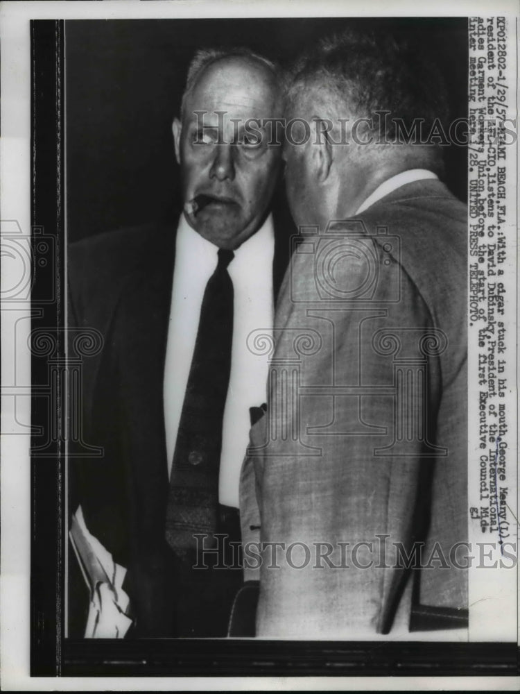 1957 Press Photo George Meany at the First Executive Council Mid Winter Meeting- Historic Images