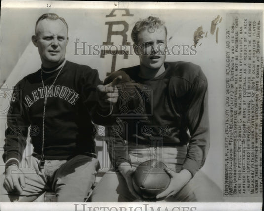 1941 Press Photo Tuss McLaughry of Dartmouth and his son, Bob - cvw24631- Historic Images