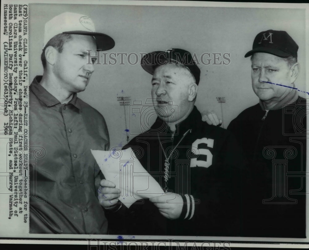 1966 Press Photo Coaches of East team during workout at Santa Clara University- Historic Images