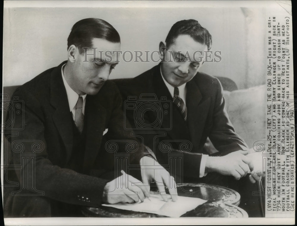 1940 Press Photo Earl Blaik as West Point head football coach with H. Ellinger- Historic Images