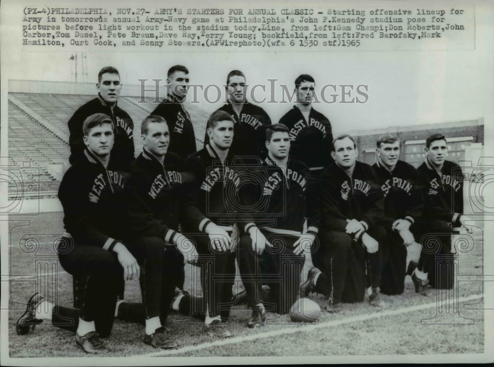 1965 Press Photo Football-U.S. Army Football 1965, starting line up for Classic.- Historic Images