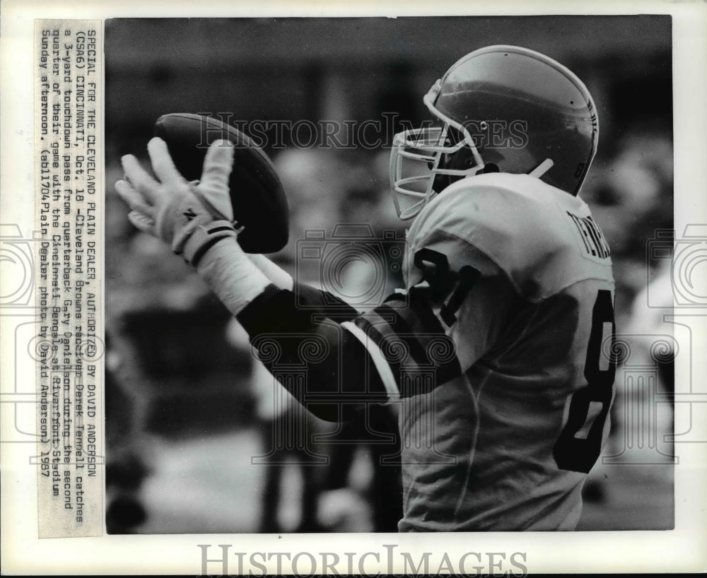 1987 Press Photo Football-Derek Tennell, Cleveland Browns receiver, Cincinnati.- Historic Images