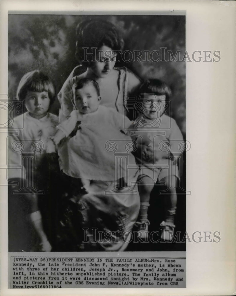 1964 Press Photo Rose Kennedy &amp; her 3 children including future President, JFK- Historic Images