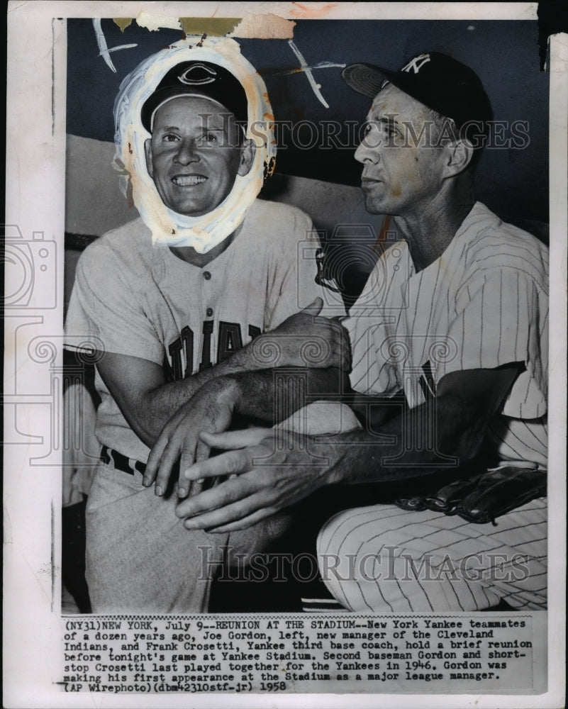 1958 Press Photo Joe Gordon,new manager of Cleveland Indians w/ Frank Crosetti- Historic Images
