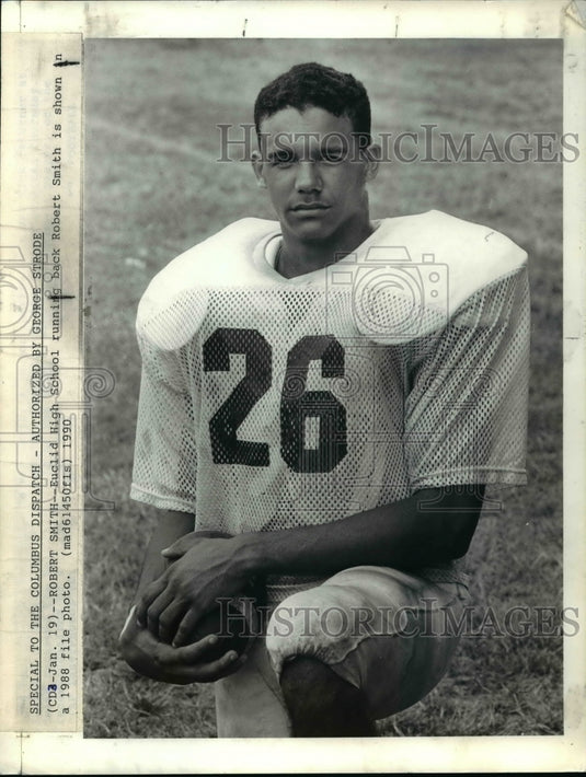 1990 Press Photo Euclid High School running back Robert Smith - cvw25356- Historic Images