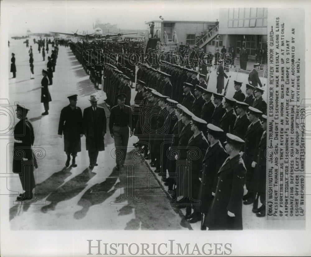 1951 Press Photo Pres Harry S Truman send off Gen Dwight Eisenhower for Europe- Historic Images