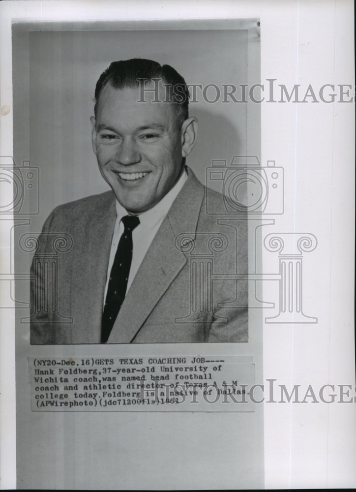 1962 Press Photo Football-Hank Foldberg, named head coach and athletic director.- Historic Images